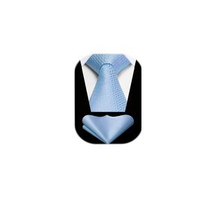 1212 Ties Blue Ties Formal Tie and Pocket Square Set Silk Azure Necktie